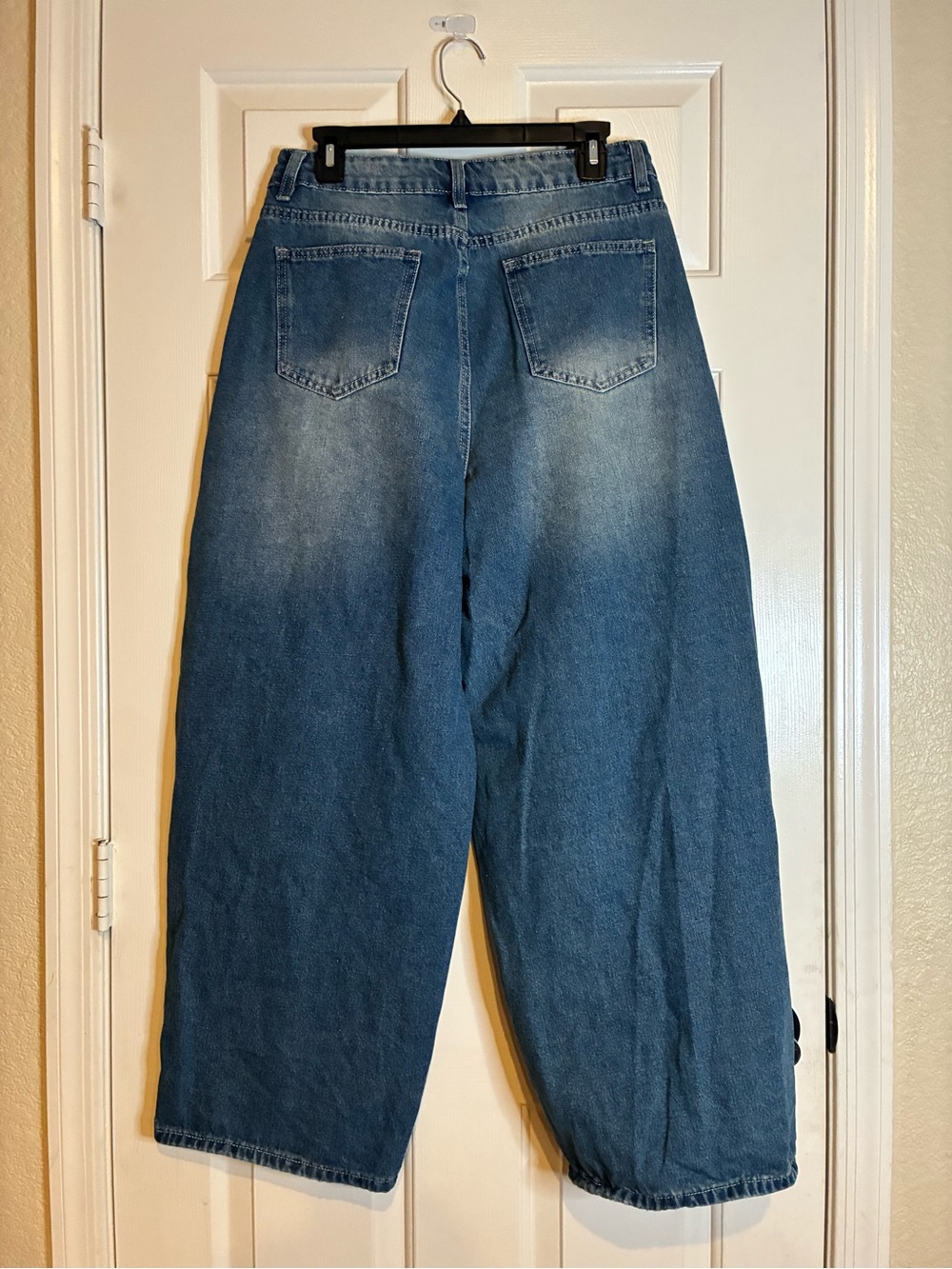 High-Rise Wide-Leg Flare Barrel Jeans in Medium Blue - Picture 2 of 6